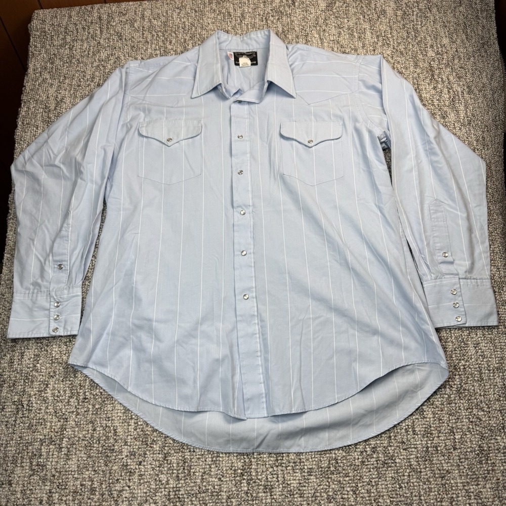 Vintage Ruddock Shirt Mens Large 17.5/35 Classic Fit Pearl Snap Western USA